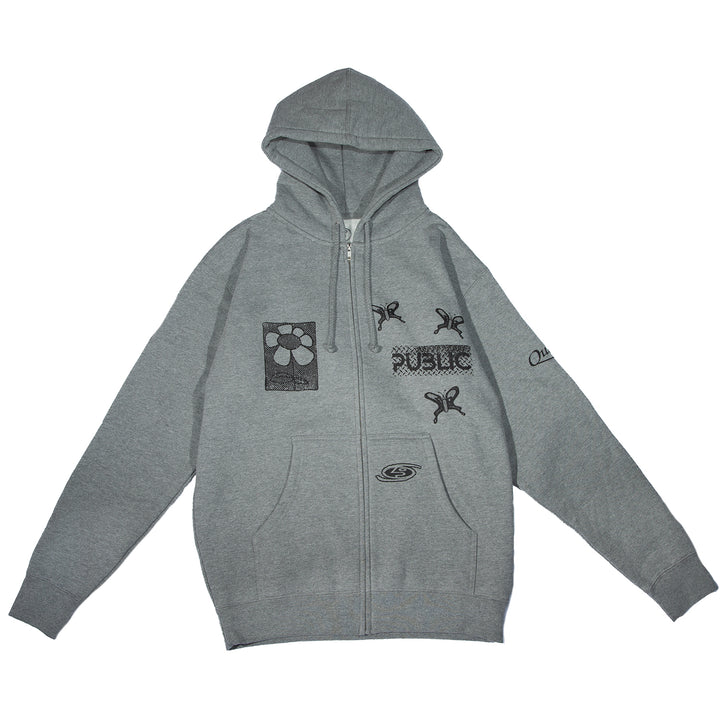 Public Sum Zip Up Hoodie Gray