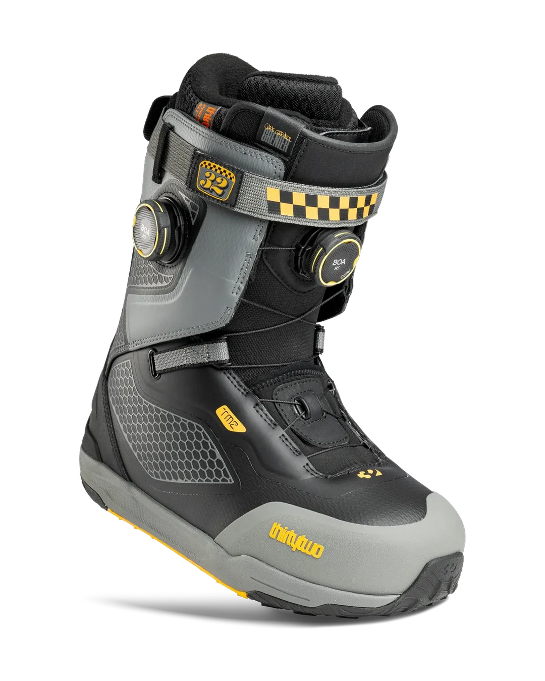 ThirtyTwo Tm-2 XLT Double BOA Chris Grenier Snowboard Boots Grey/Black/Yellow