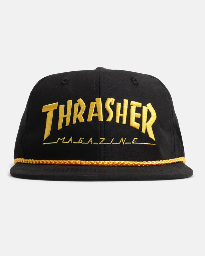 Thrasher Rope Snapback Hat - Black/Yellow