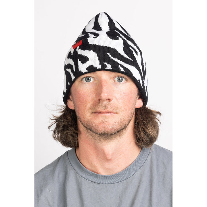 Corduroy Tribal Flames Beanie Black