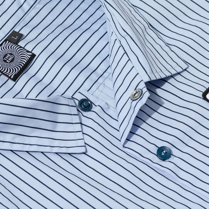 Spitfire Chrome Venom S/S Work Shirt - Light Blue/Navy Pinstripe