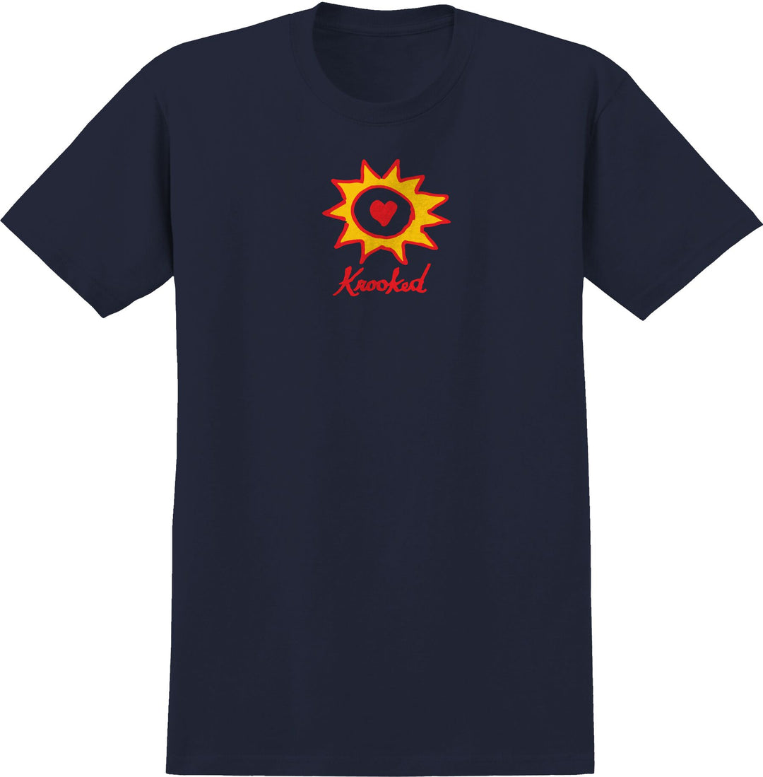 Krooked Sun Heart T-Shirt Navy/Yellow