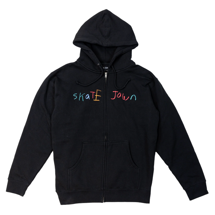 Skate Jawn Crayon Embroidered Zip Up Hoodie Black