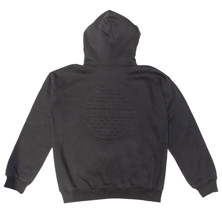 Skate Jawn Embossed Sewer Cap Hoodie Black