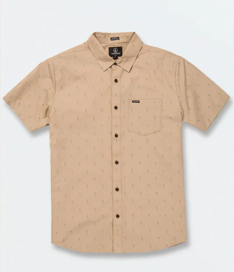 Volcom Gaffen Short Sleeve Shirt | Khaki