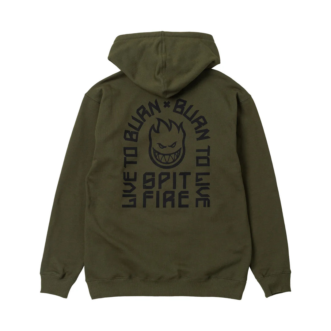 Spitfire Live To Burn Arch Embroidered Zip-Up Hooded Sweatshirt
