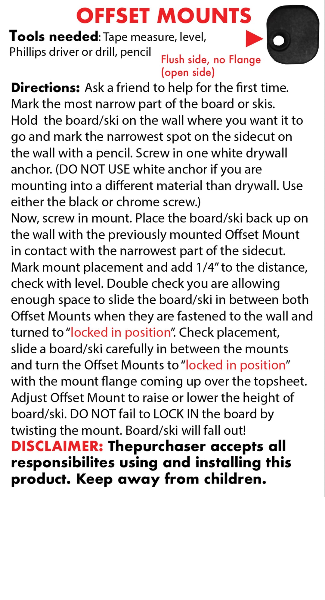 One MFG Snowboard Offset Mounts (2-Pack)