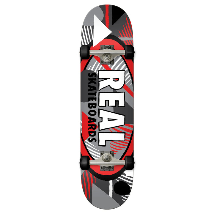 Real Hatched Oval Red Complete Skateboard 8.0"