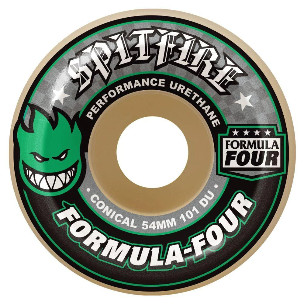 Spitfire Formula 4 99d Conical Full 54mm White W/Blue Skateboard Wheels  (Set of 4)