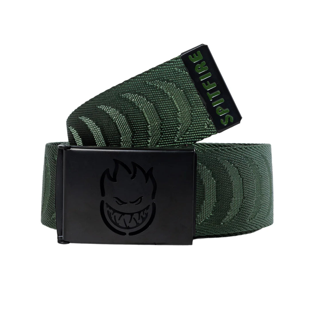 Spitfire Bighead Cutout Jacquard Belt Olive/Black