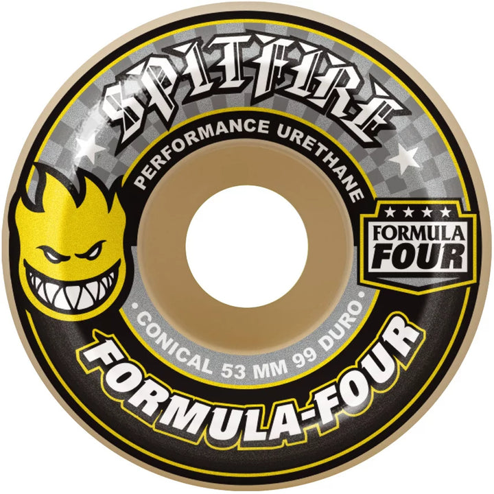 Spitfire F4 Conical Yellow Print Wheels 99D 53mm